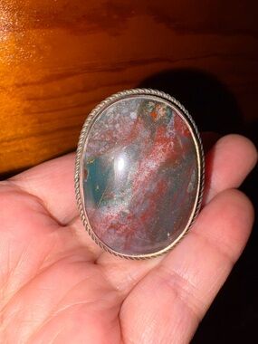 Handcrafted Multicolor Bloodstone Statement Sterling Ring